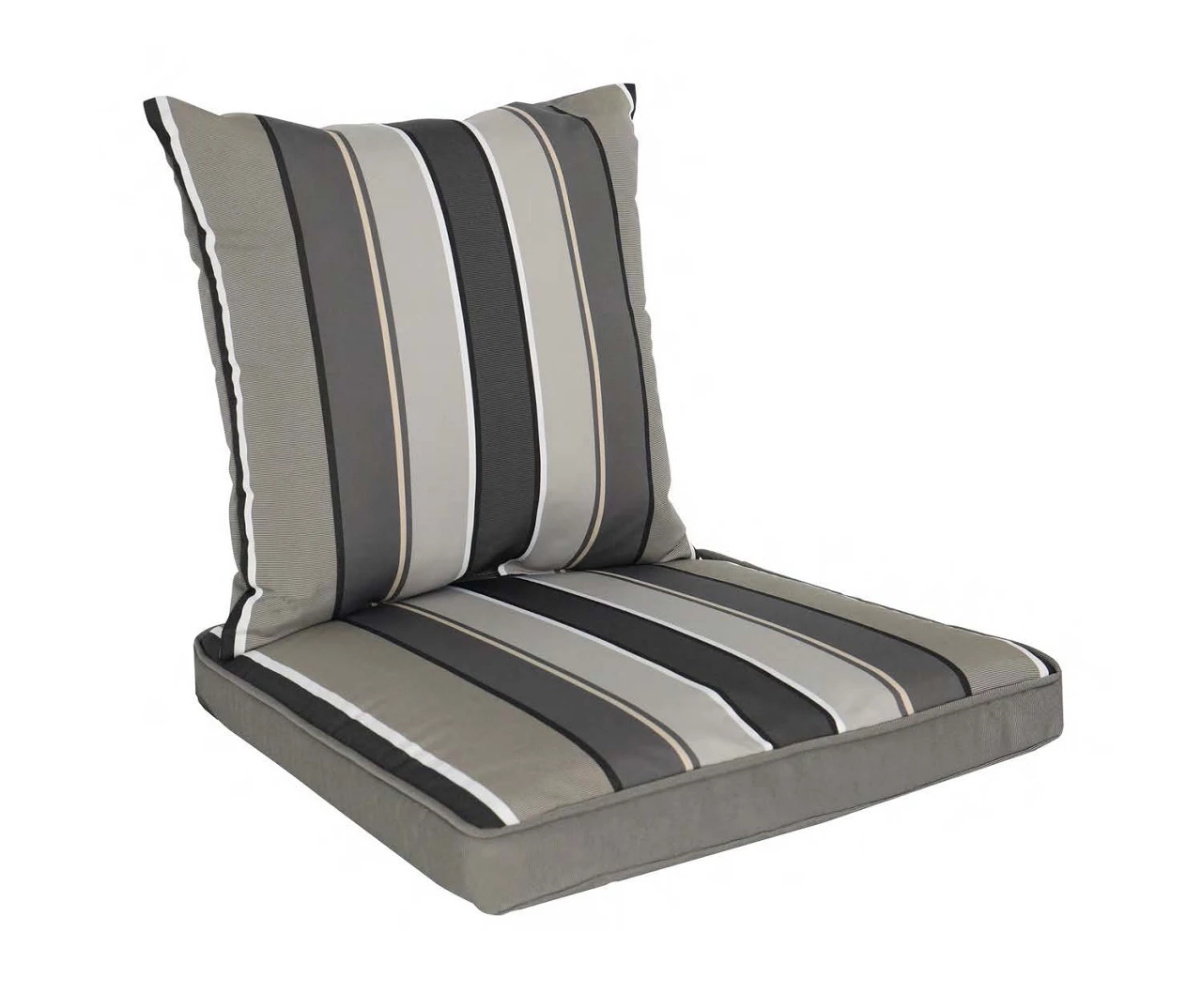 Natural Gray Stripe 4-Piece Reversible Deluxe Outdoor Chair Cushion Set - Image 7
