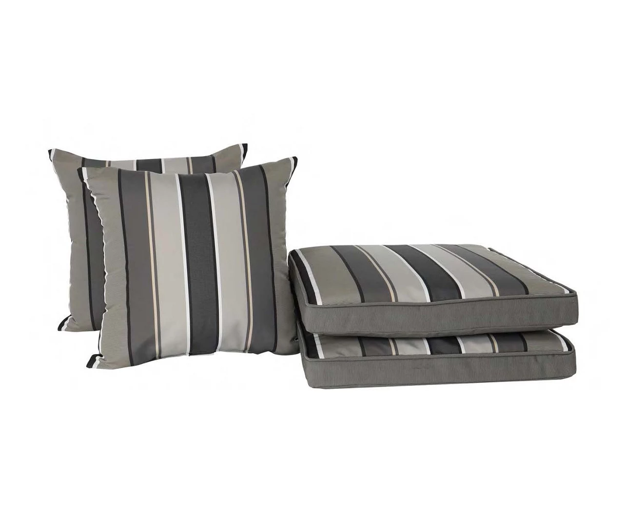 Natural Gray Stripe 4-Piece Reversible Deluxe Outdoor Chair Cushion Set - Image 8