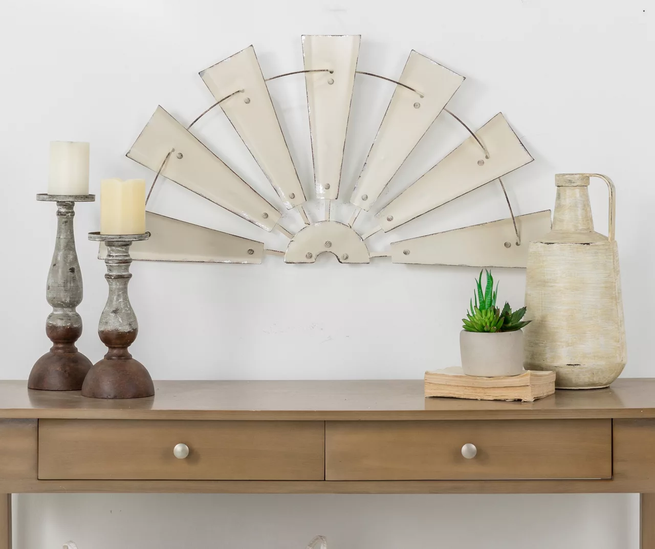 Beige Half Windmill Wheel Wall Decor - Image 7