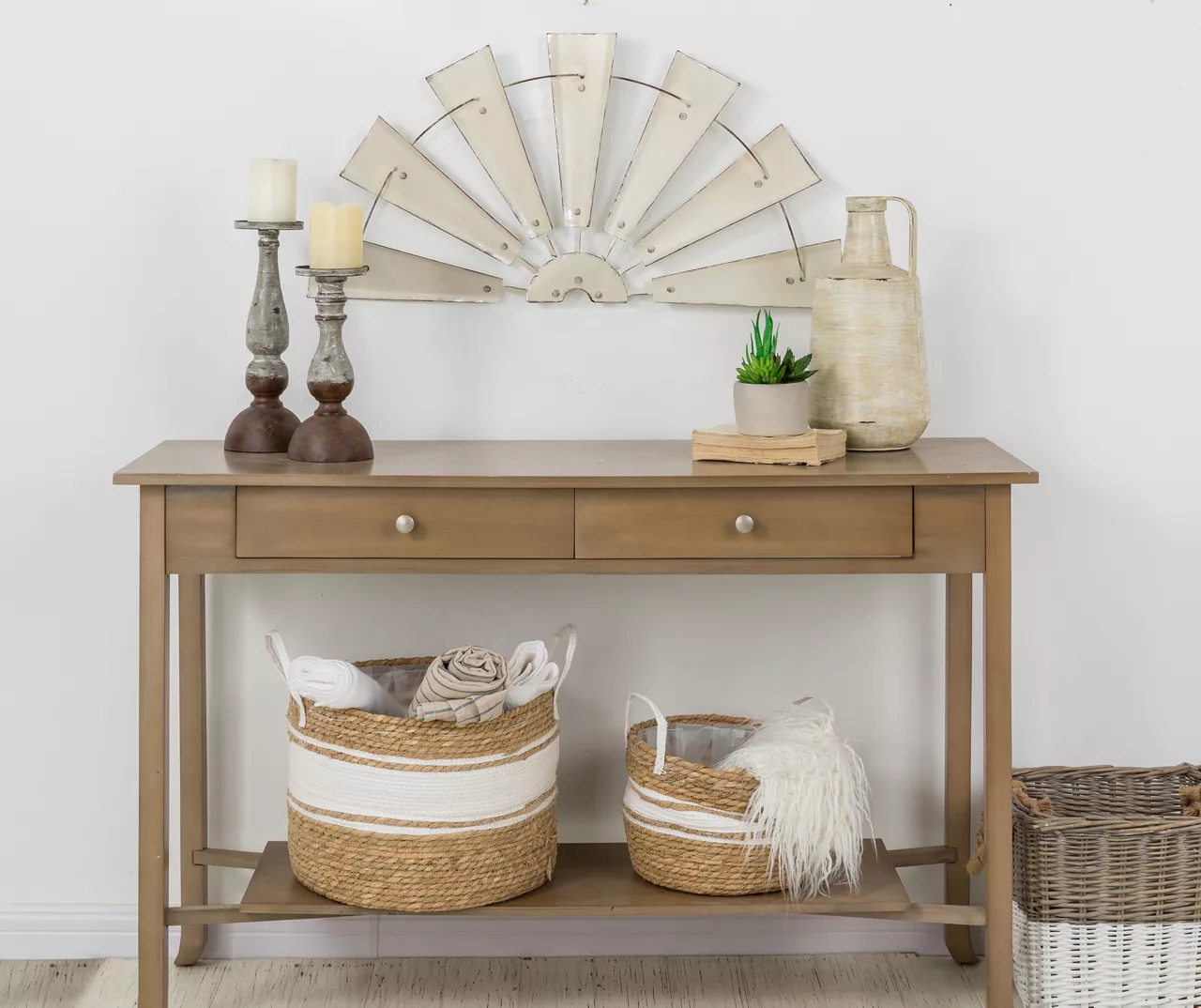 Beige Half Windmill Wheel Wall Decor - Image 8