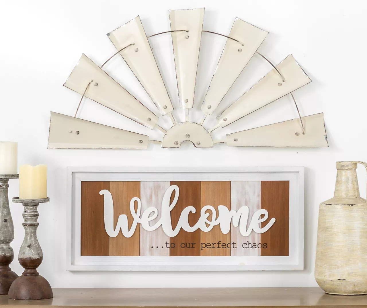 Beige Half Windmill Wheel Wall Decor - Image 9