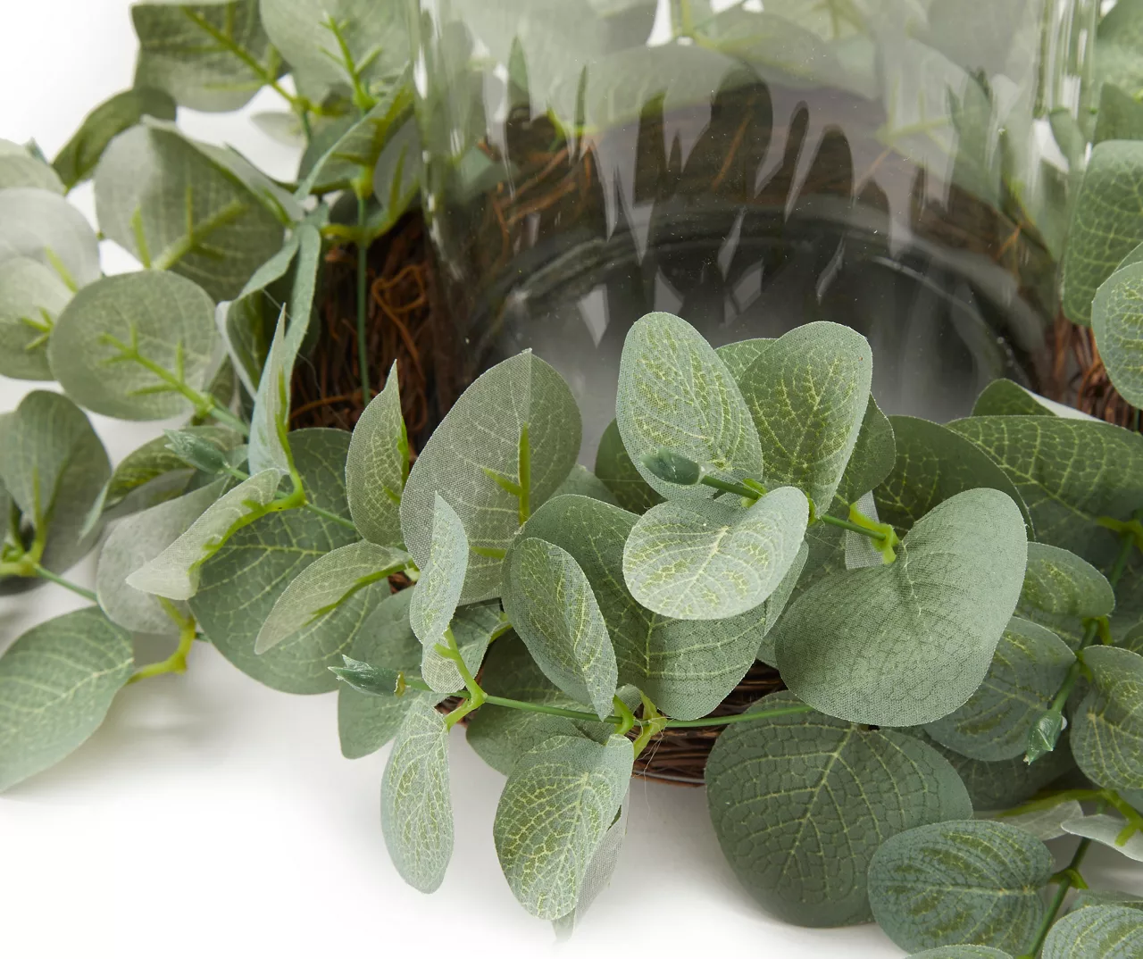 Glass Hurricane With Greenery - Image 2