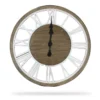 White & Brown Rustic Roman Numeral Cutout Wall Clock, (24")
