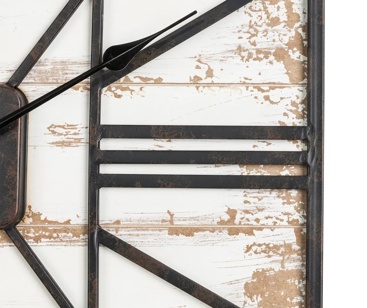 Whitewash Wood & Metal Square Farmhouse Wall Clock - Image 4