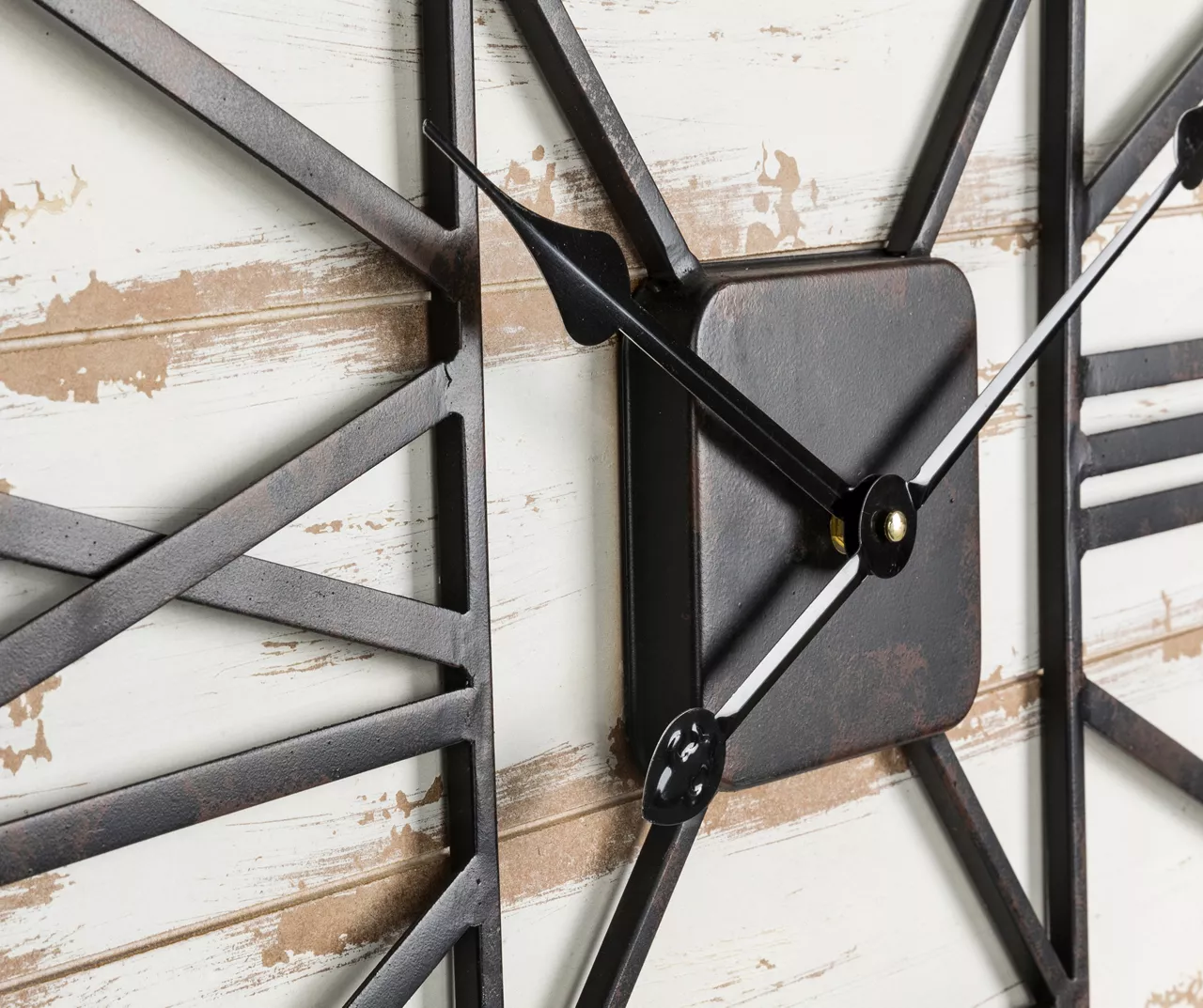 Whitewash Wood & Metal Square Farmhouse Wall Clock - Image 5