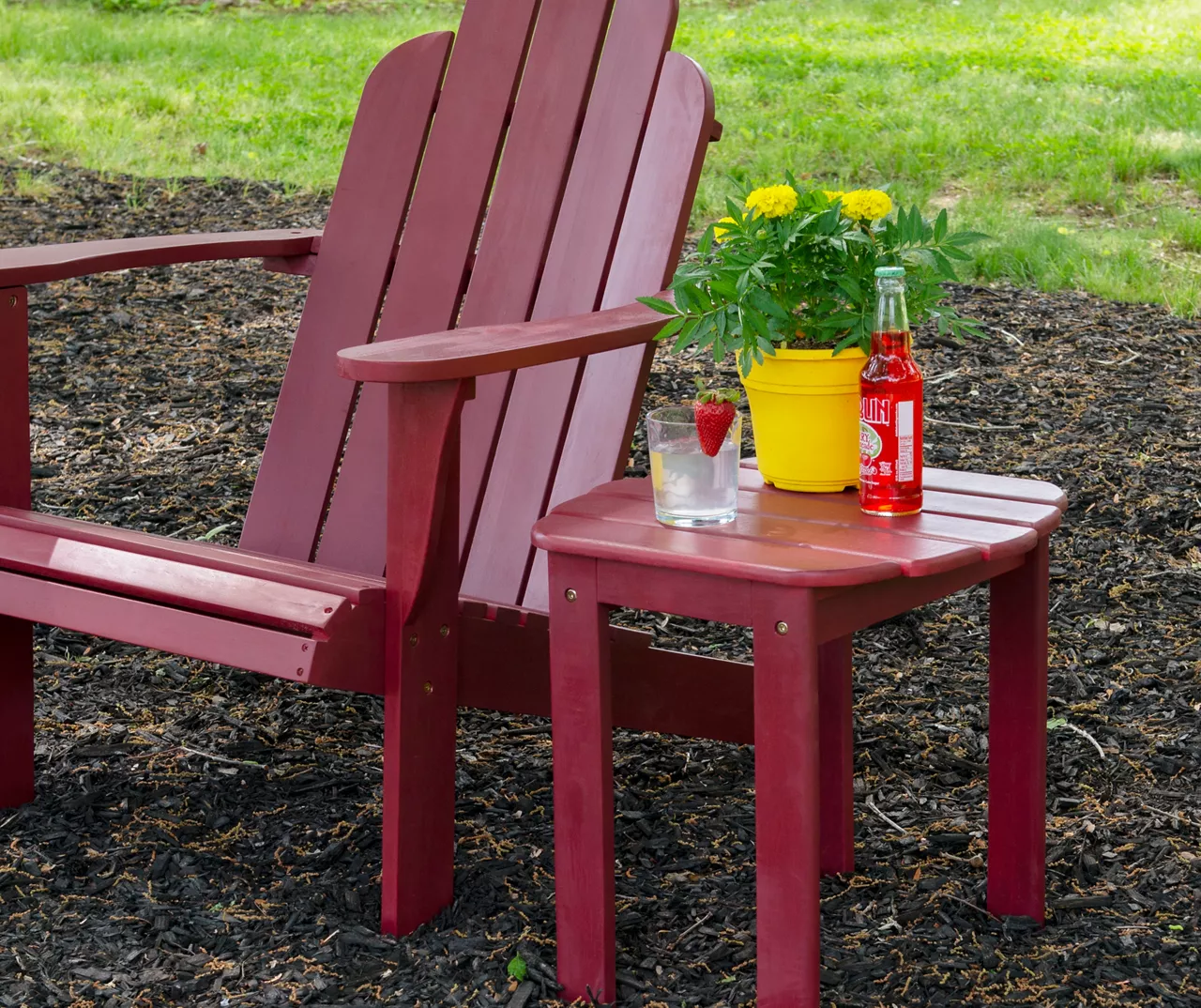 Flint Red Wood Patio Adirondack End Table - Image 5