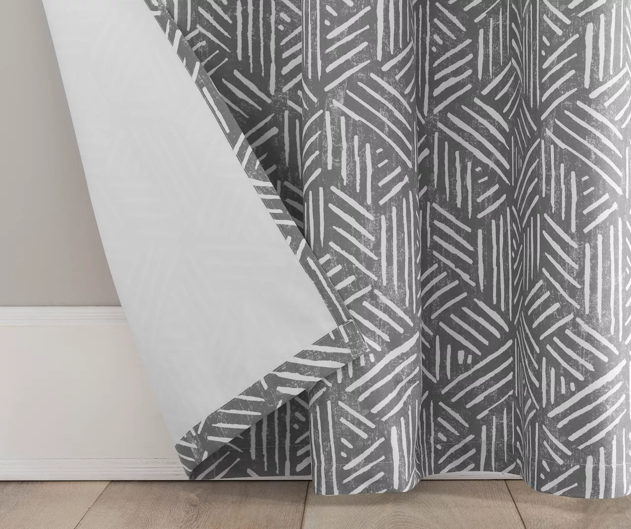Gray Geometric Quill Blackout Rod Pocket Curtain Panel, (84") - Image 3