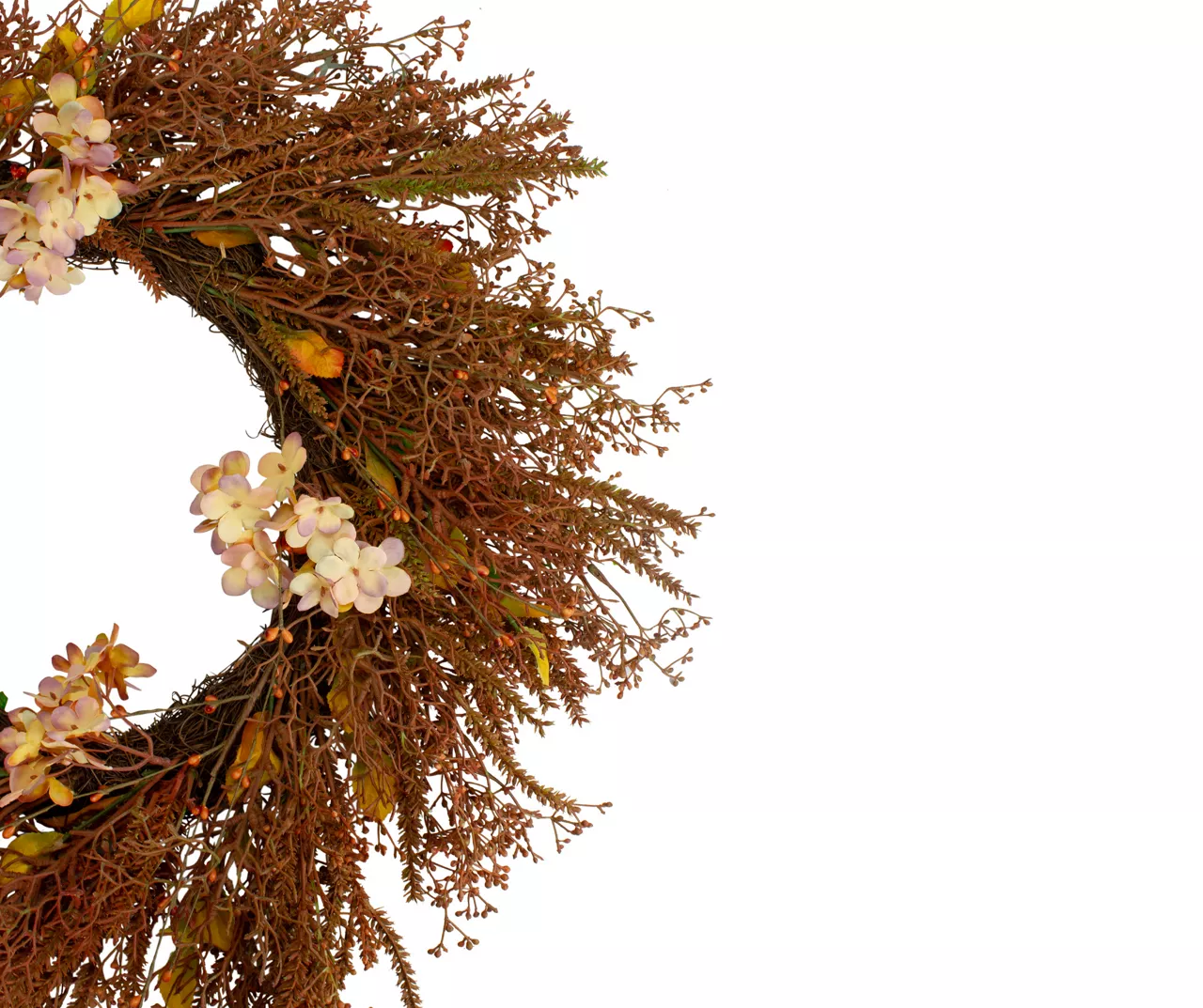 32" Grass, Leaves & Floral Wreath - Image 2