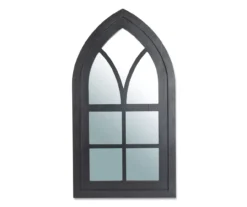 Black Arching Windowpane Wall Mirror, (40.16")