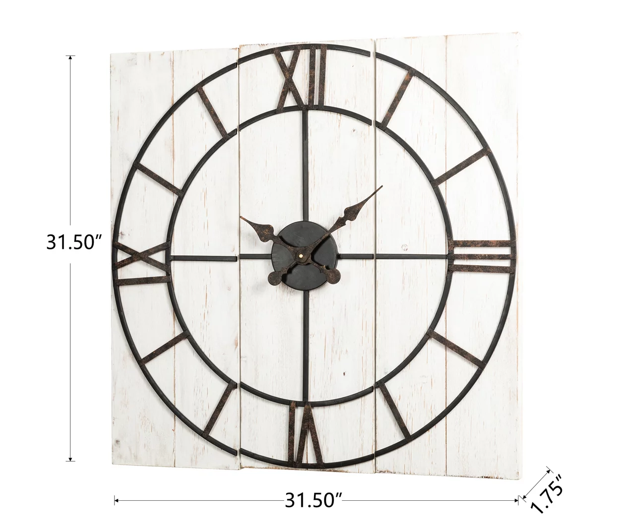 Black & White Distressed Roman Numeral 3-Piece Farmhouse Wall Clock Set, (31.5") - Image 5