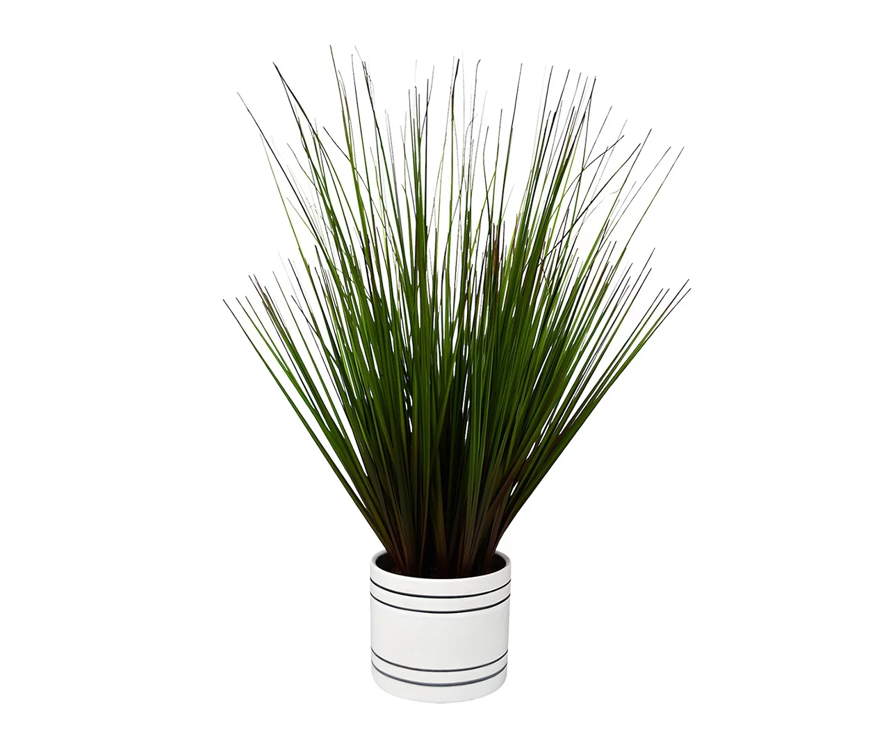 Dark Green Artificial Grass Arrangement In White Stripe Pot