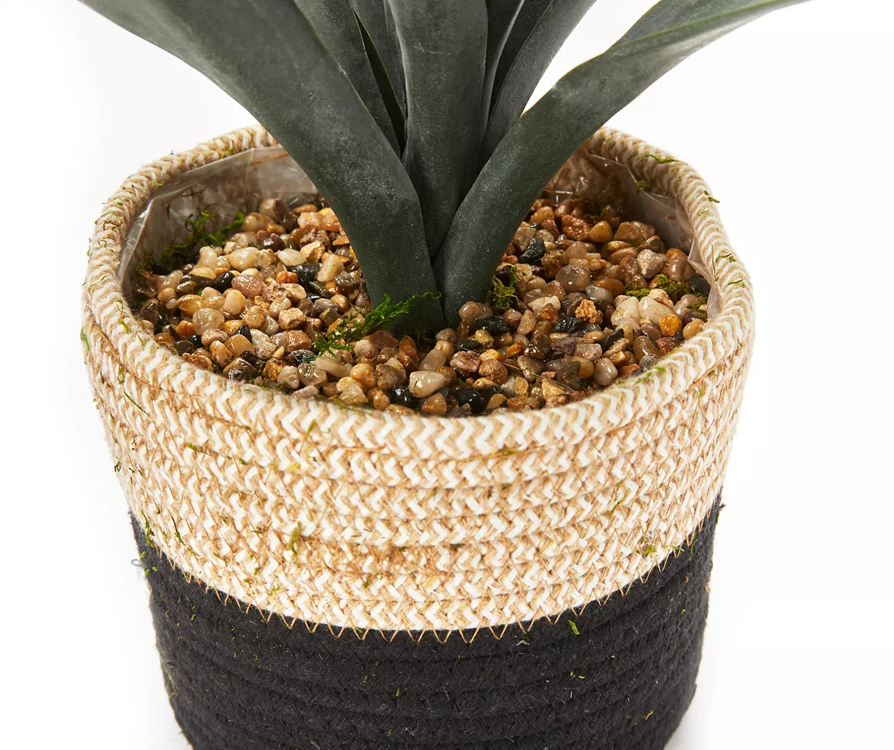 20.5" Tigridia In White & Black Woven Flax Basket - Image 2