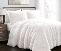 Emma White Faux Fur Full/Queen 3-Piece Comforter Set