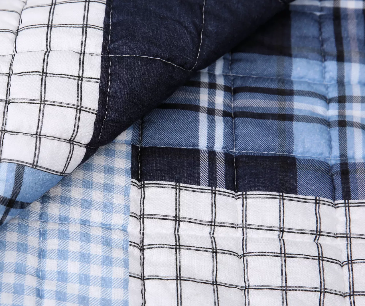 Greenville Plaid Patchwork Reversible 3-Piece Quilt Set - Image 7