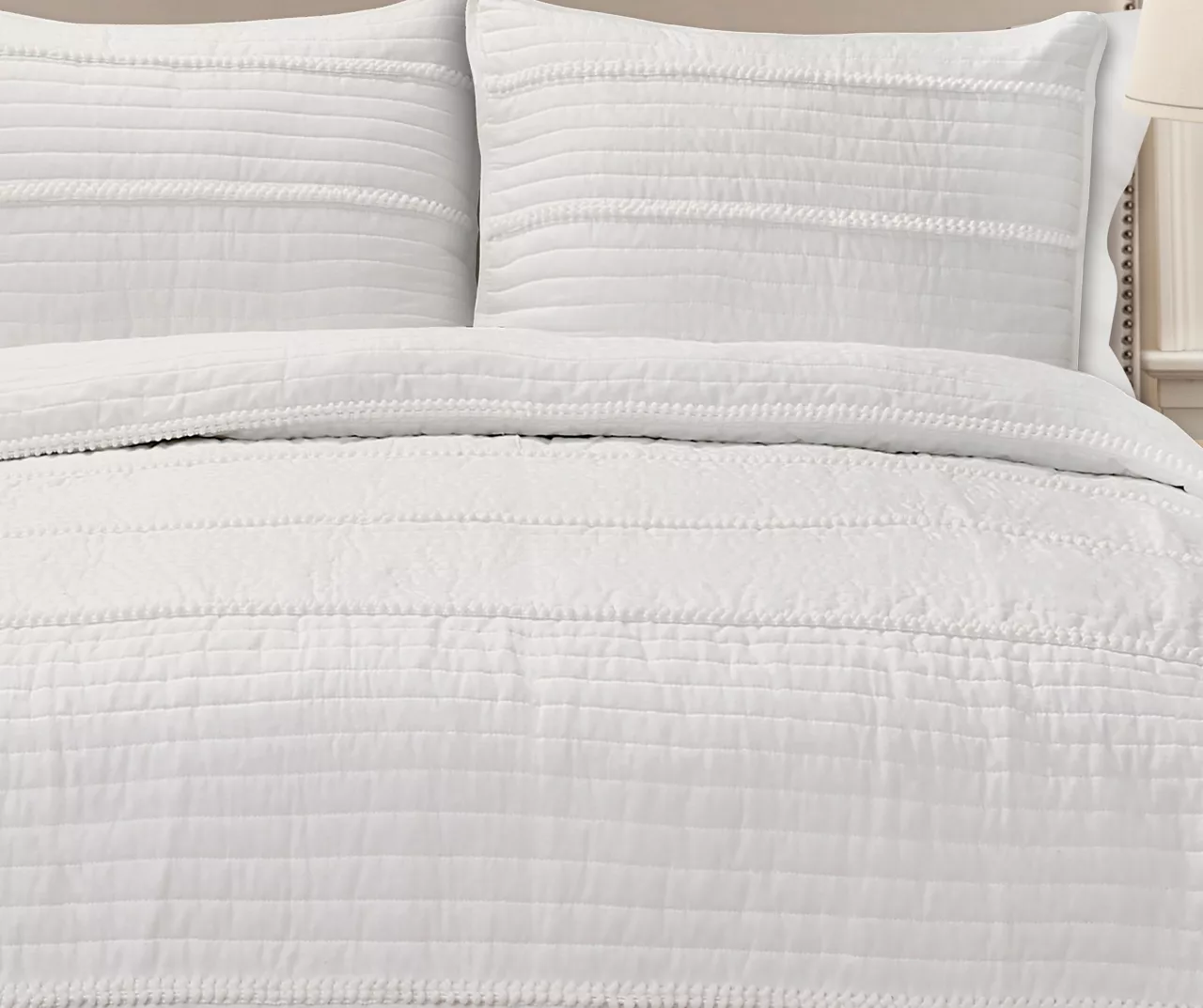 Pom-Pom Stripe 3-Piece Quilt Set