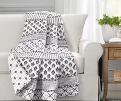 Monique White & Black Pattern Patchwork Quilted Throw, (50" X 60")