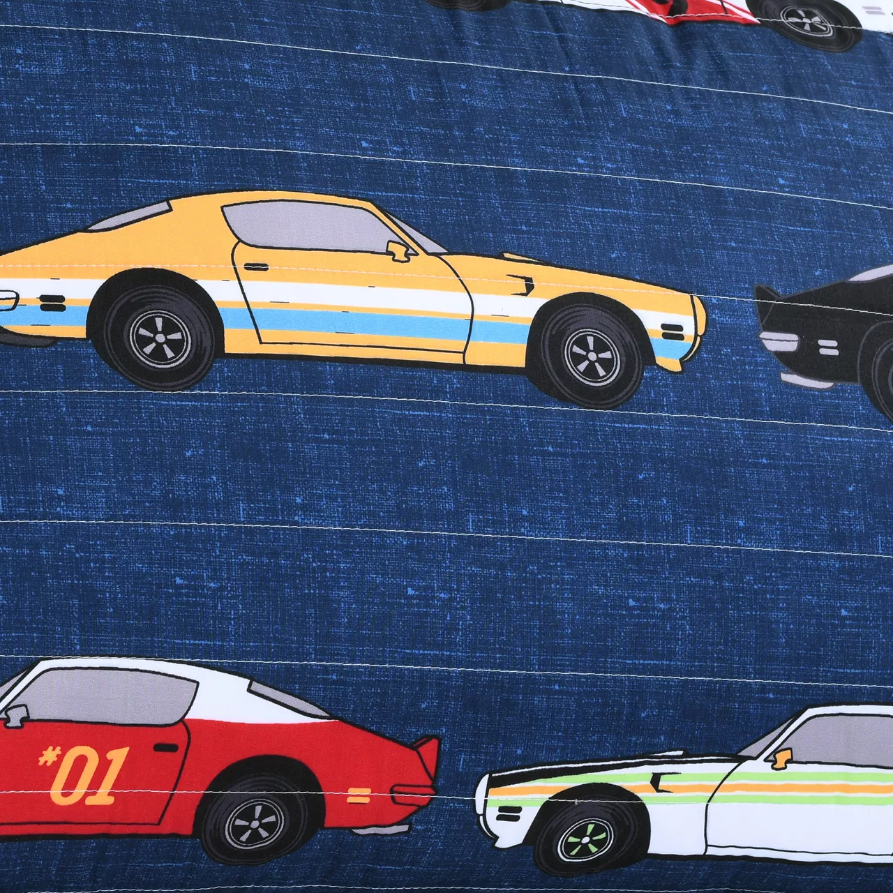 Navy Multicolor Race Cars Quilted Sherpa Throw, (50" X 60") - Image 4