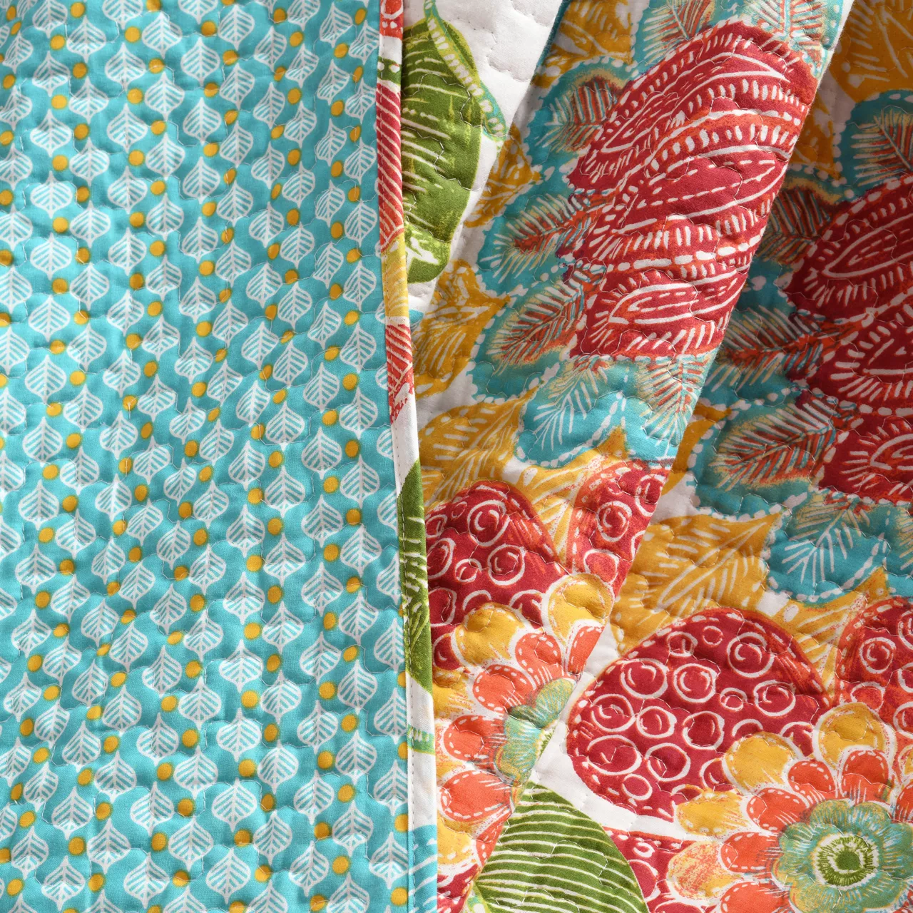 Layla Orange & Blue Floral Quilted Throw, (50" X 60") - Image 7