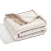 Beige Tassel-Fringe Sherpa Throw, (50" X 60")