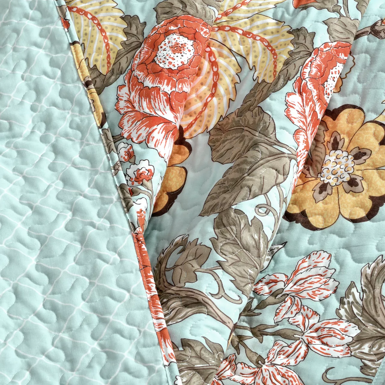 Blue & Yellow Floral Sydney Quilted Throw, (50" X 60") - Image 3