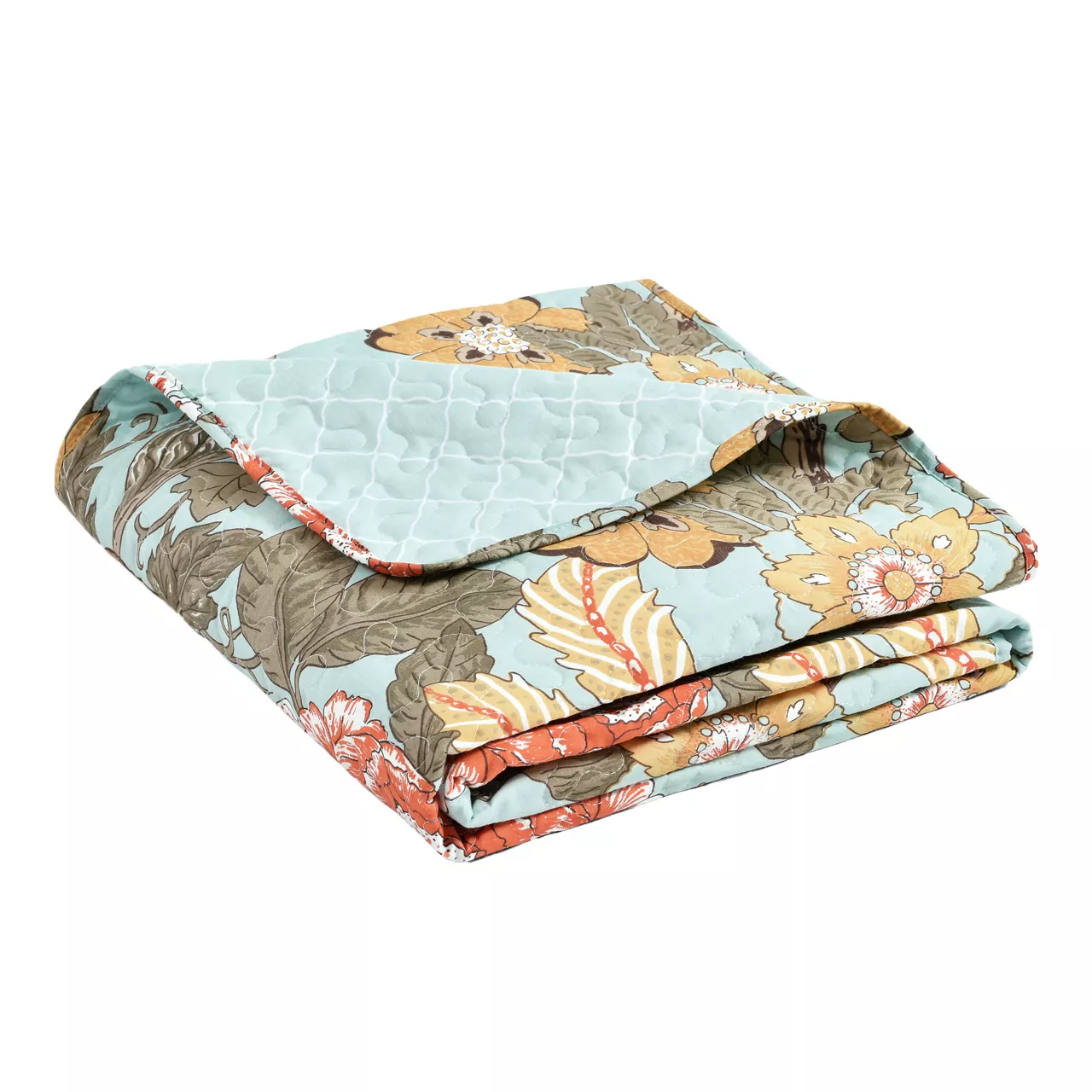 Blue & Yellow Floral Sydney Quilted Throw, (50" X 60") - Image 4