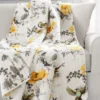 White, Yellow & Gray Floral Penrose Quilted Throw, (50" X 60")