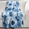 Leah Navy & White Floral Reversible Quilted Throw, (50" X 60")