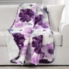 Leah White & Purple Floral Quilted Throw, (50" X 60")