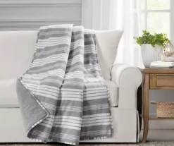 Farmhouse Gray & White Stripe Throw, (50" X 60")