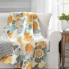 Layla Yellow & Gray Floral Quilted Throw, (50" X 60")
