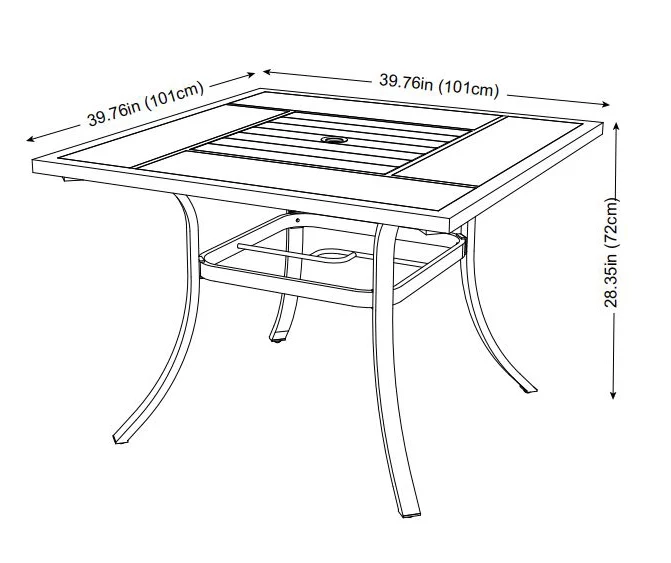 Rome Wood Look Tile Patio Dining Table - Image 3