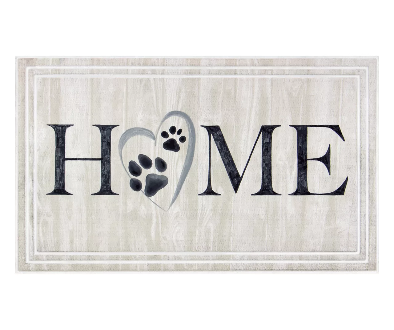 "Home" Tan Paw Print Heart Doormat, (18" X 30")