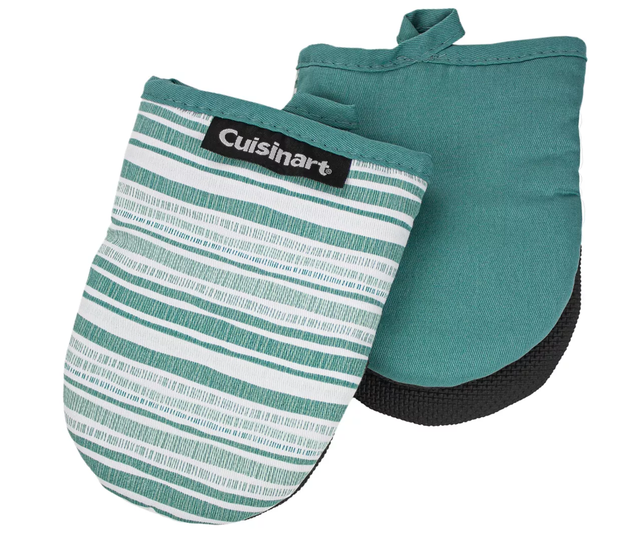 Cuisinart Oil Blue Teal & White Dashed Stripe Mini Oven Mitt, 2-Pack