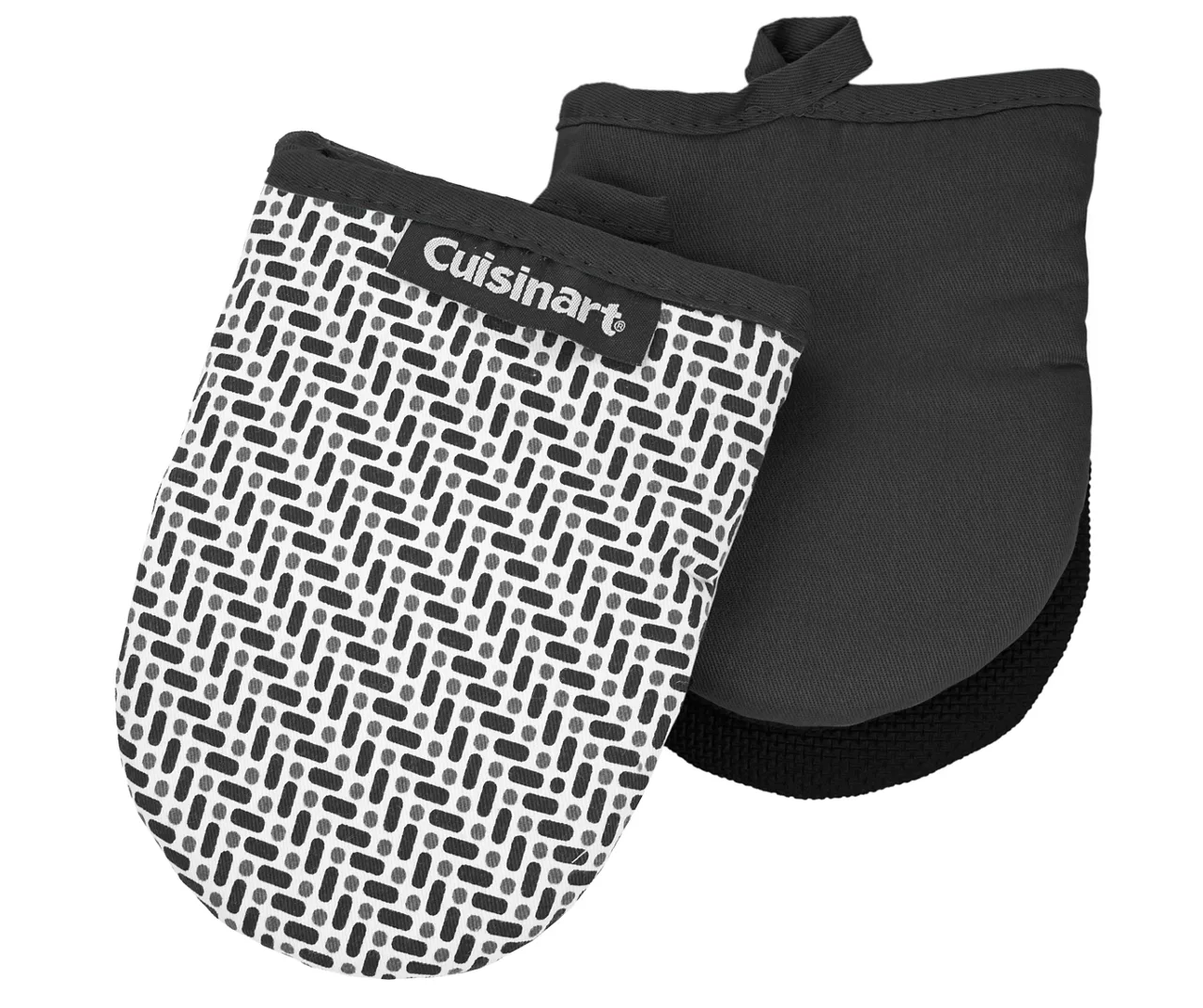 Cuisinart Black & White Dot & Dash Pattern Mini Oven Mitt, 2-Pack