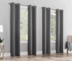 Baylor Silver Room-Darkening Grommet 4-Piece Curtain Panel Set, (84")