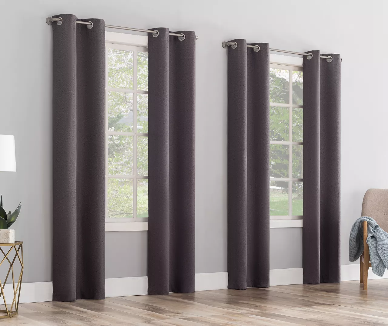 Baylor Dusty Fig Room-Darkening Grommet 4-Piece Curtain Panel Set, (84")