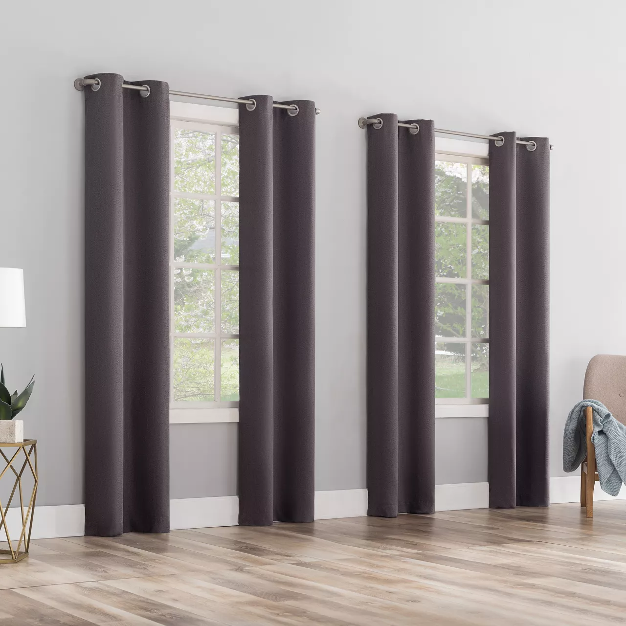 Baylor Dusty Fig Room-Darkening Grommet 4-Piece Curtain Panel Set, (84") - Image 3