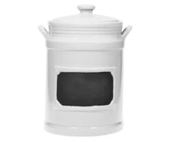 White Farmhouse Chalkboard Canister With Lid, 67 Oz.