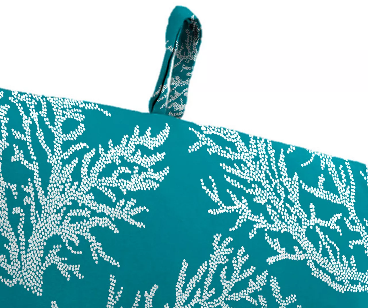 Sea Coral Turquoise French Edge Outdoor Chair Cushion - Image 7