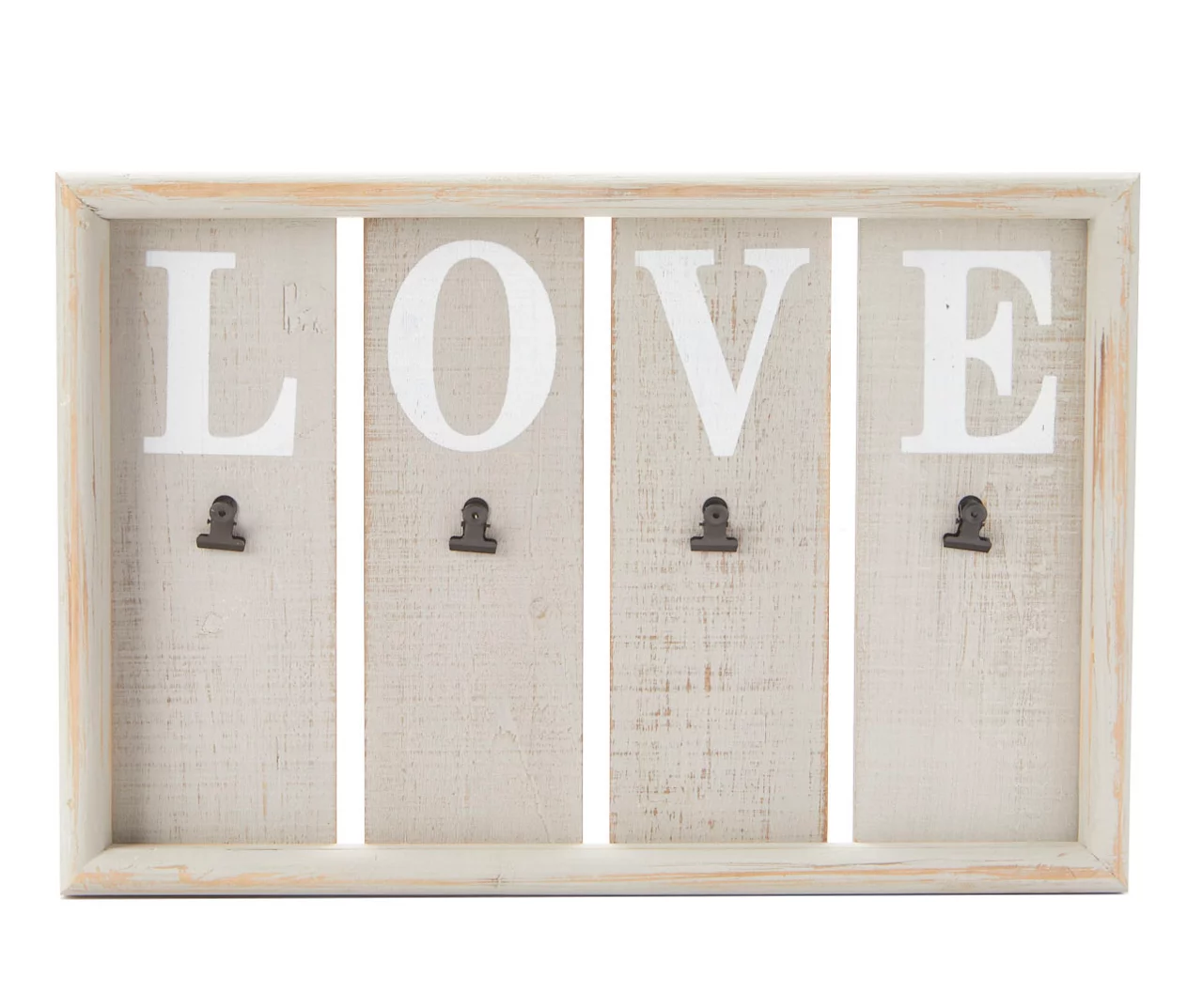 "Love" Gray & White Photo Clip Framed Wall Plaque