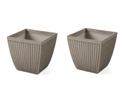 Glitzhome 16.25" Fluted Plastic Planters, 2-Pack