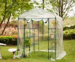 84.25" PVC & Metal 6-Shelf Walk-In Greenhouse
