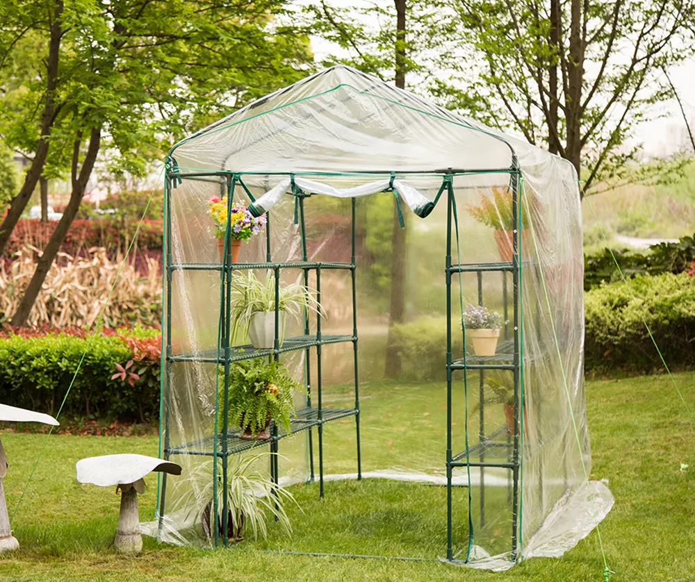 84.25" PVC & Metal 6-Shelf Walk-In Greenhouse