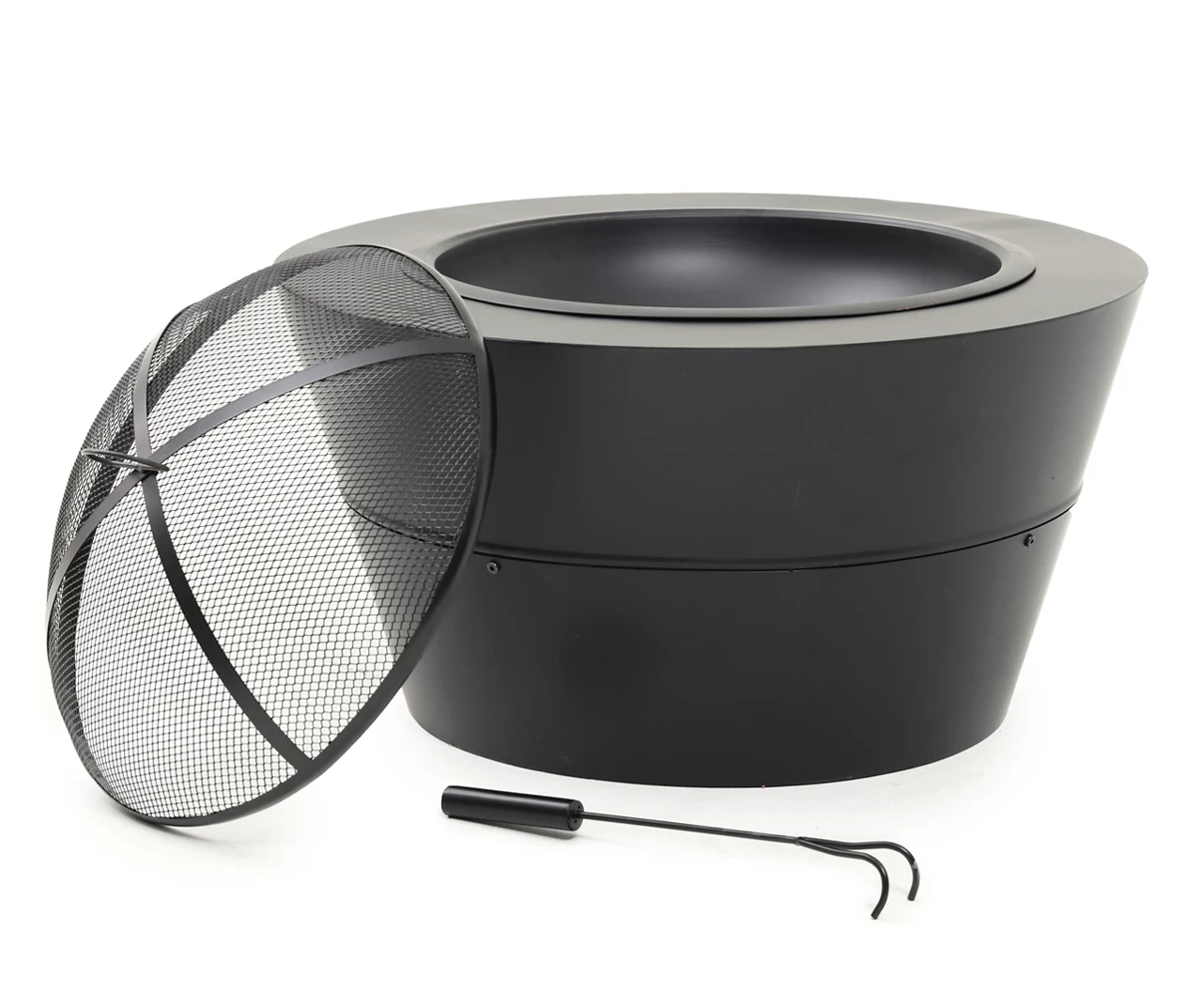 30" Matte Black Modern Wood Burning Fire Pit - Image 2