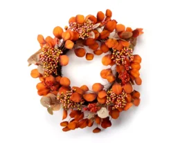 24" Orange Eucalyptus Leaf & Berry Wreath