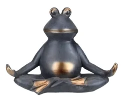 9" Gold Yoga Frog Garden Statuary