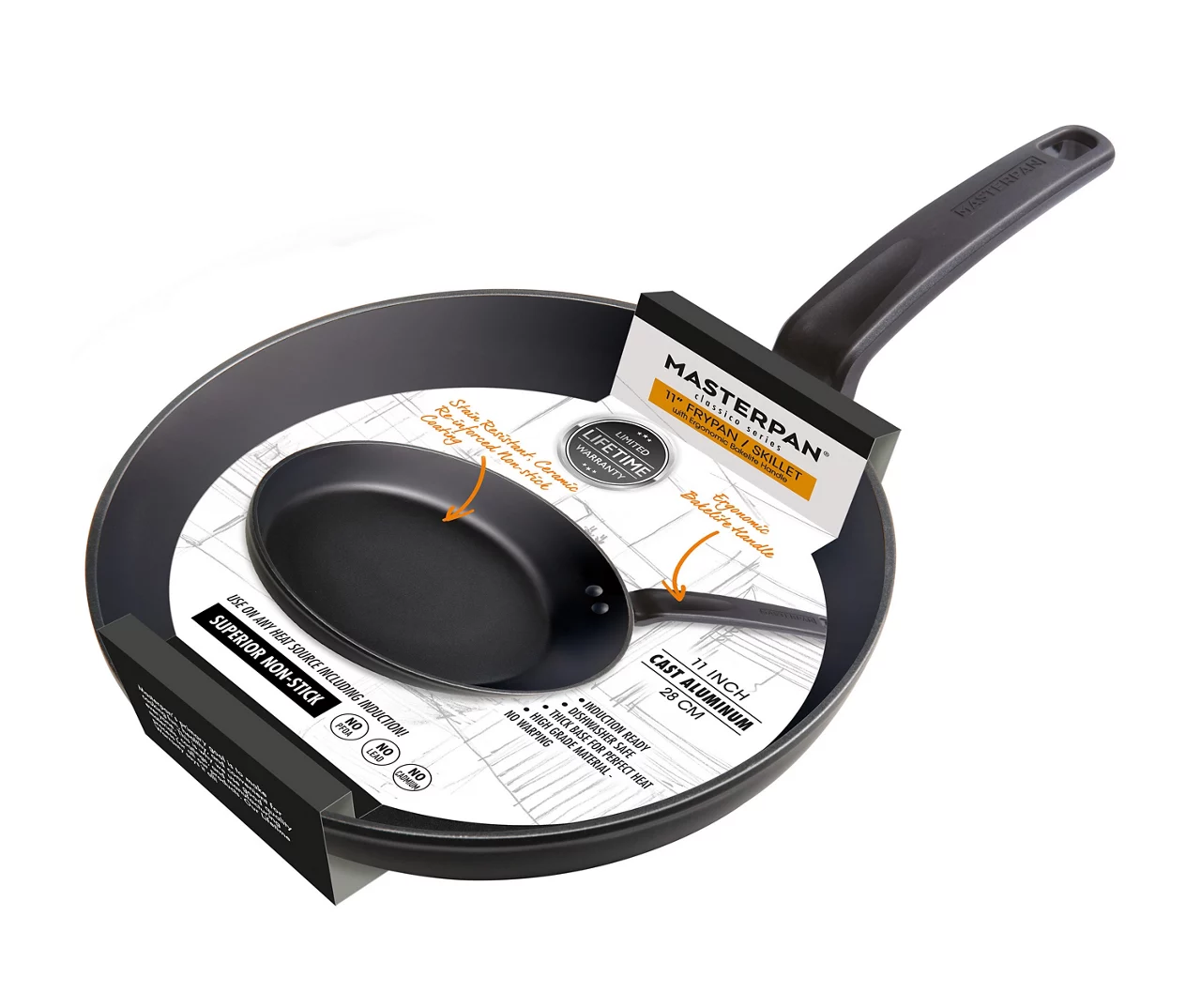 Masterpan 11" Black Ultimate Non-Stick Aluminum Fry Pan - Image 5