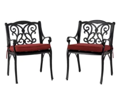 Glitzhome Cast Aluminum Cushioned Patio Dining Chairs, 2-Pack