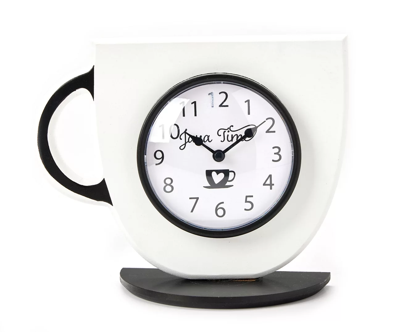 "Java Time" White & Black Coffee Cup Tabletop Clock