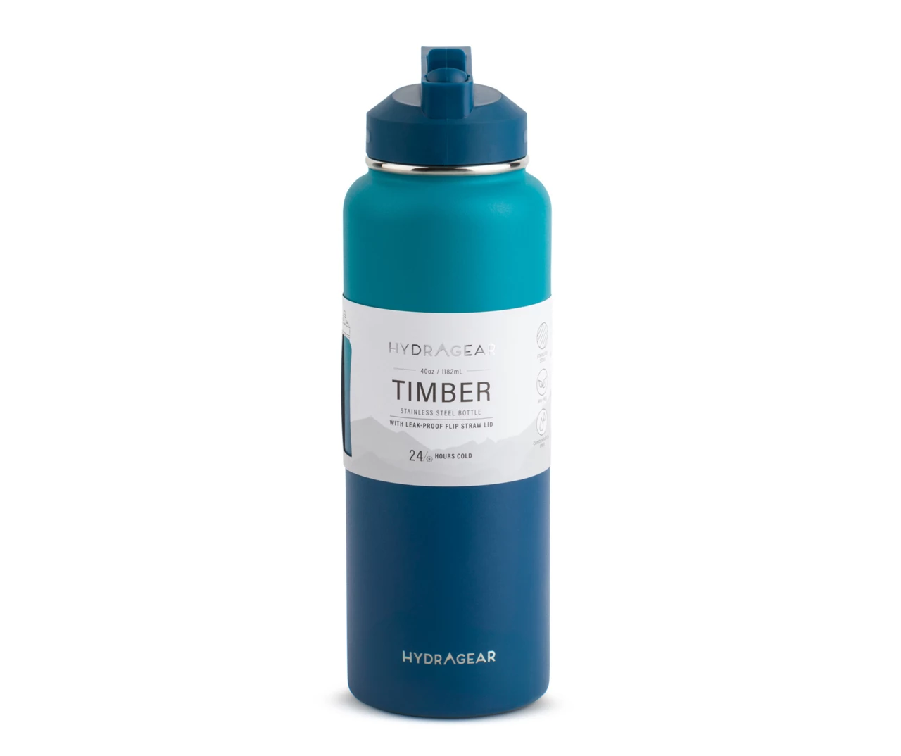 Hydragear Blue Ombre Timber Stainless Steel Bottle, 40 Oz.